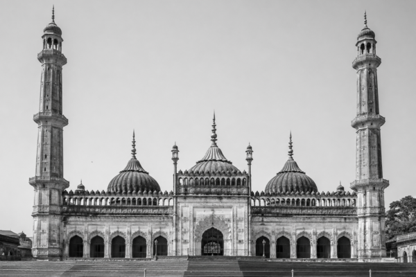 Architectural heritage monument of Awadh in black and white